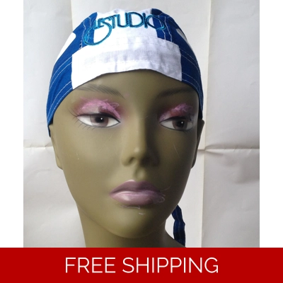 Bandana Hat Quebec Flag Black & Blue Embroid Front Logo